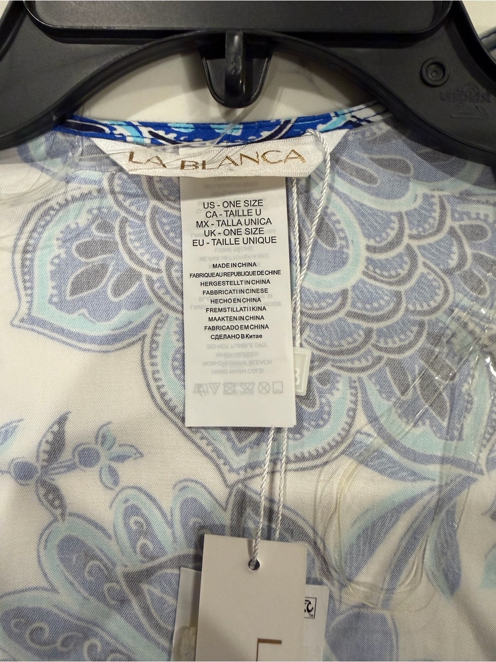 La Blanca Blue and White Floral Swim Cover-Up with Bikini bottoms - Picture 7 of 9